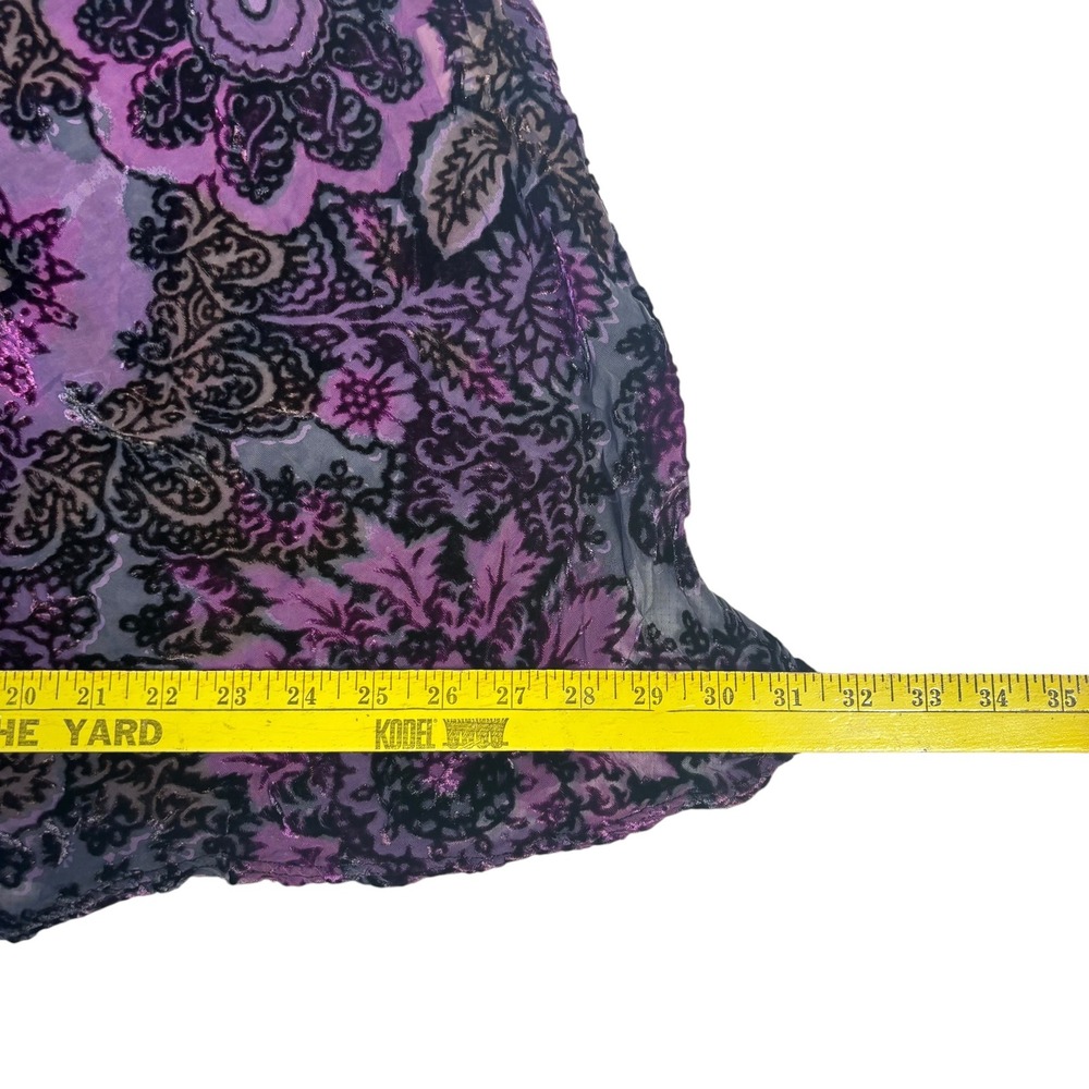 URU Silk Blend Velvet Burnout Floral Tank Top Purple Black Tunic XL USA - Picture 11 of 12
